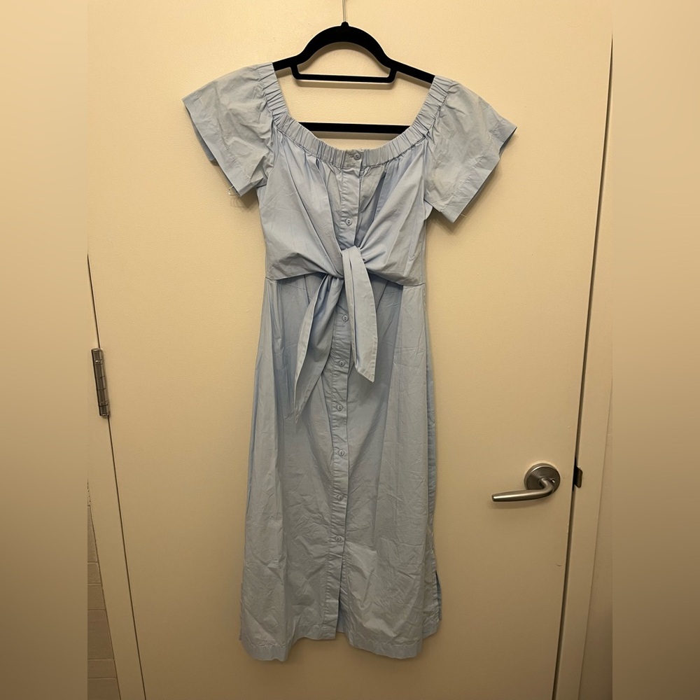Pinkyotto Blue Off-Shoulder Puff Sleeve Midi Sundress